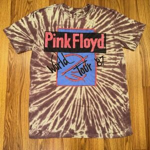 Pink Floyd Shirt Mens S Beige Maroon Tie Dye 87' World Tour Band Tee Modern